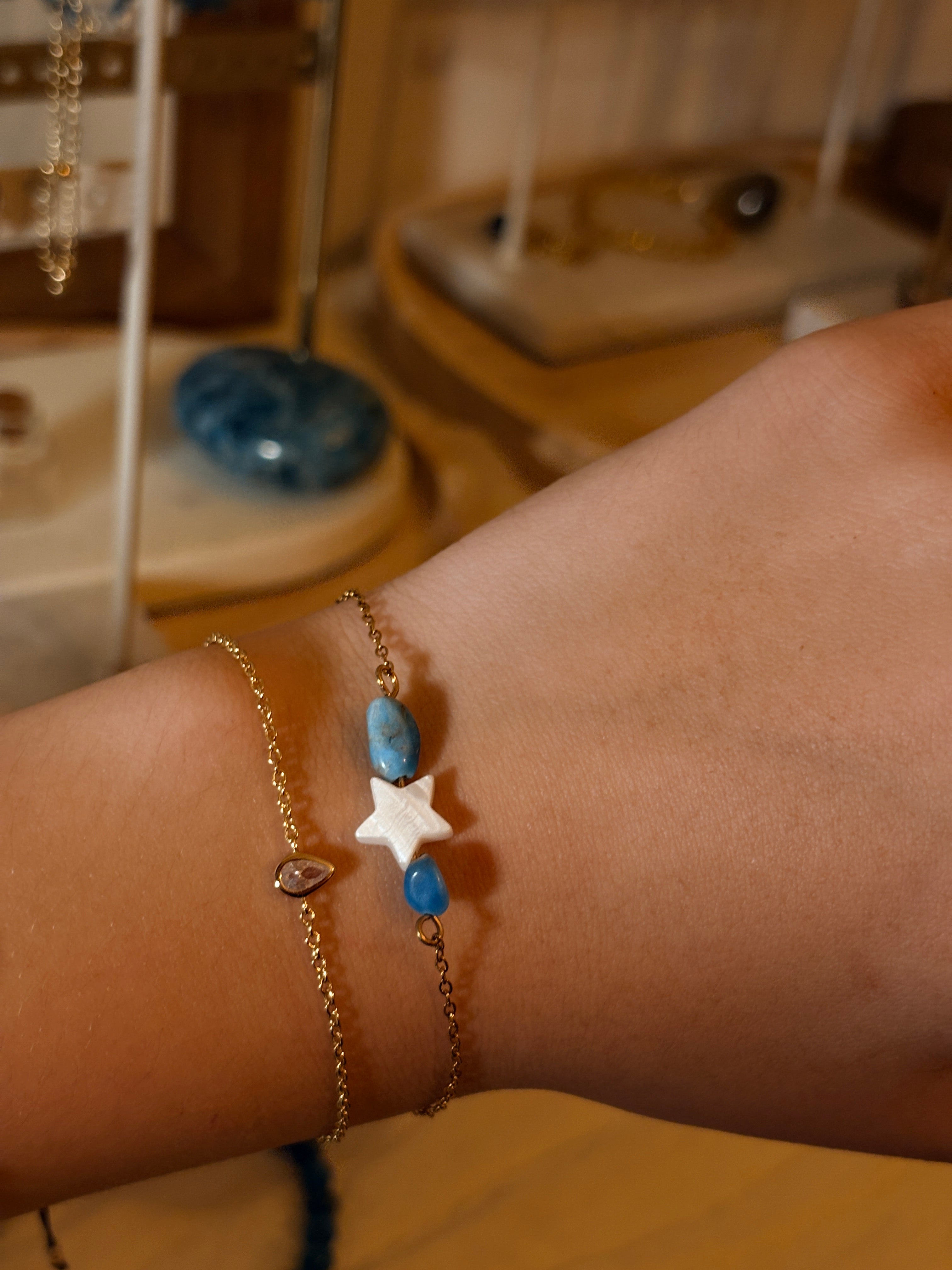 Bracelet apatite et nacre