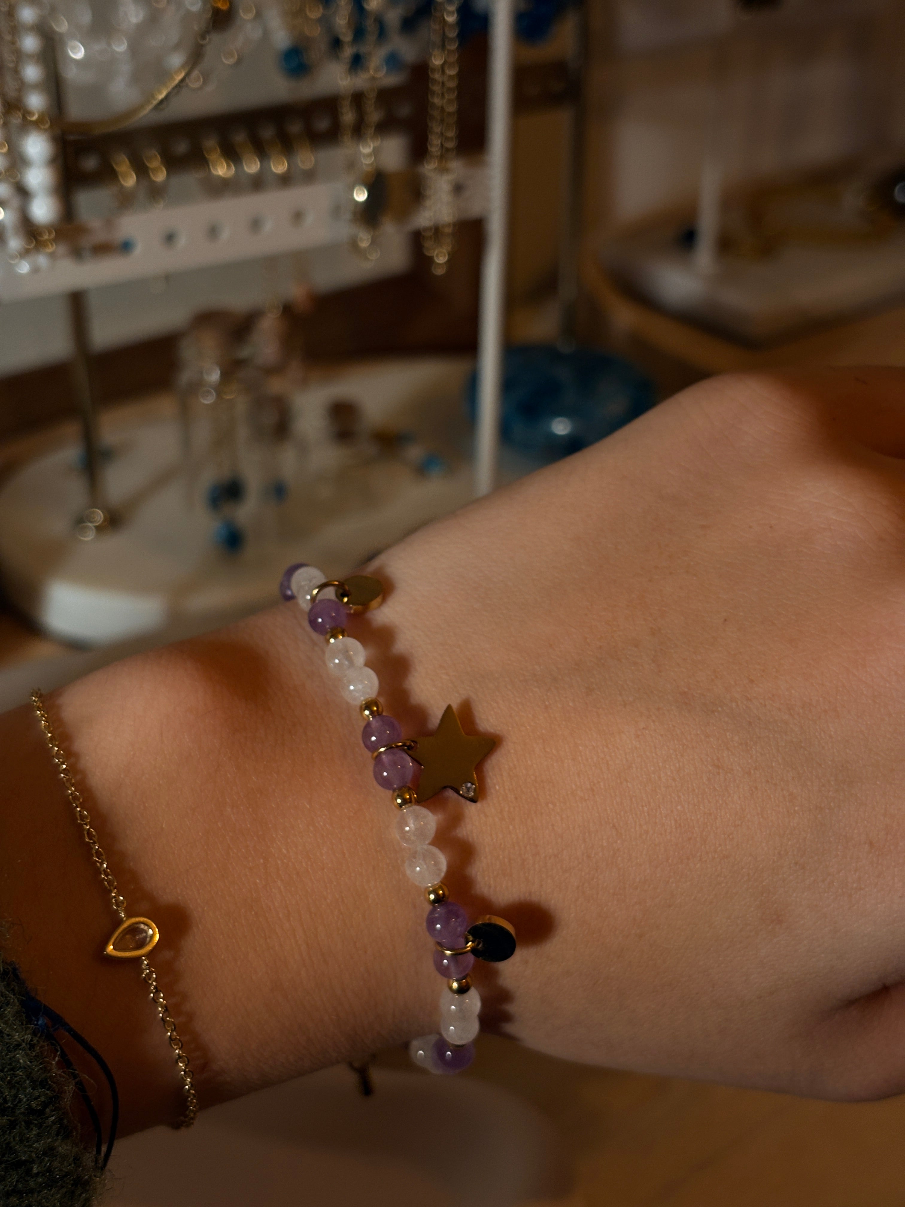 Bracelet quartz rose améthyste