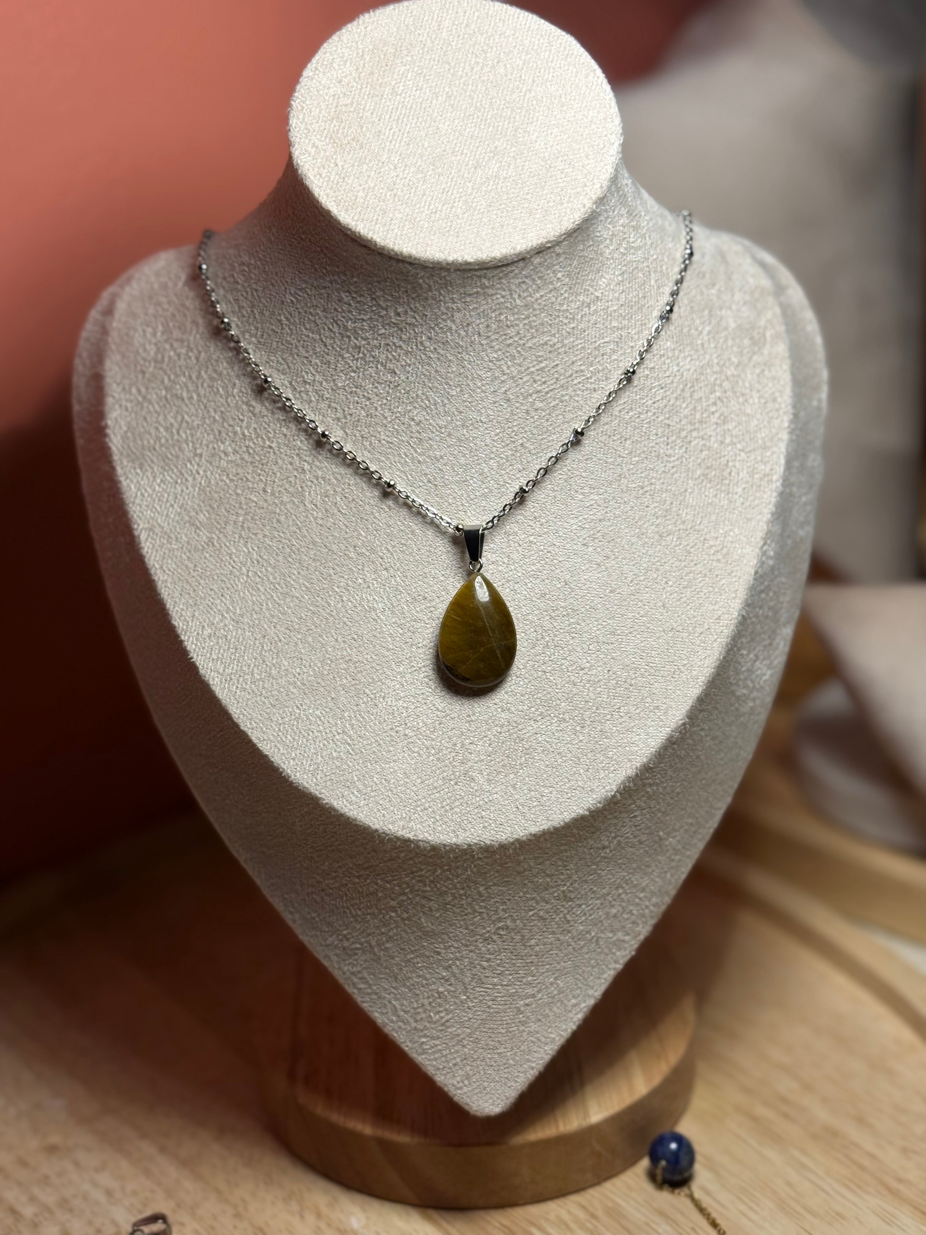 Collier goutte œil de tigre