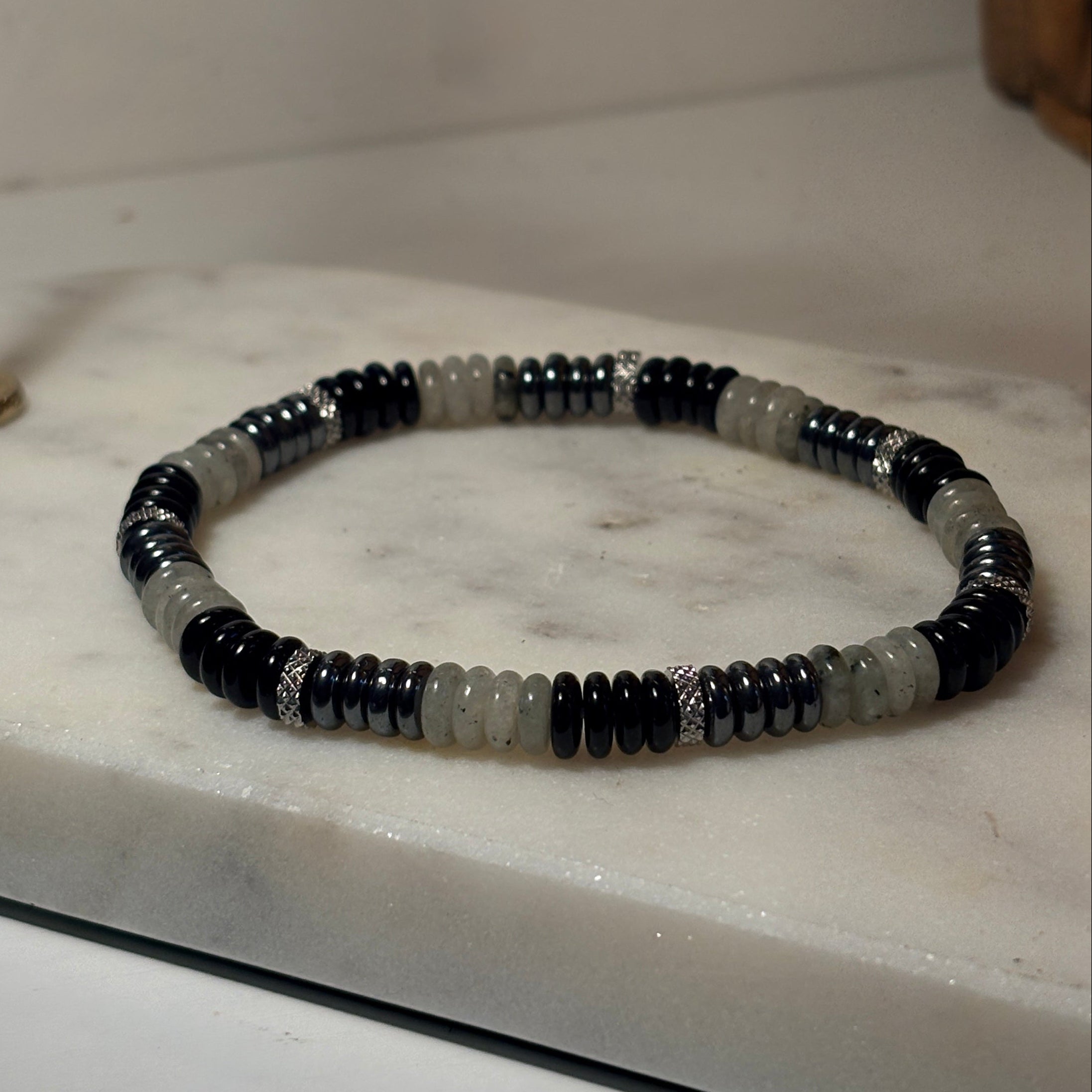 bracelet obsidienne labradorite hematite