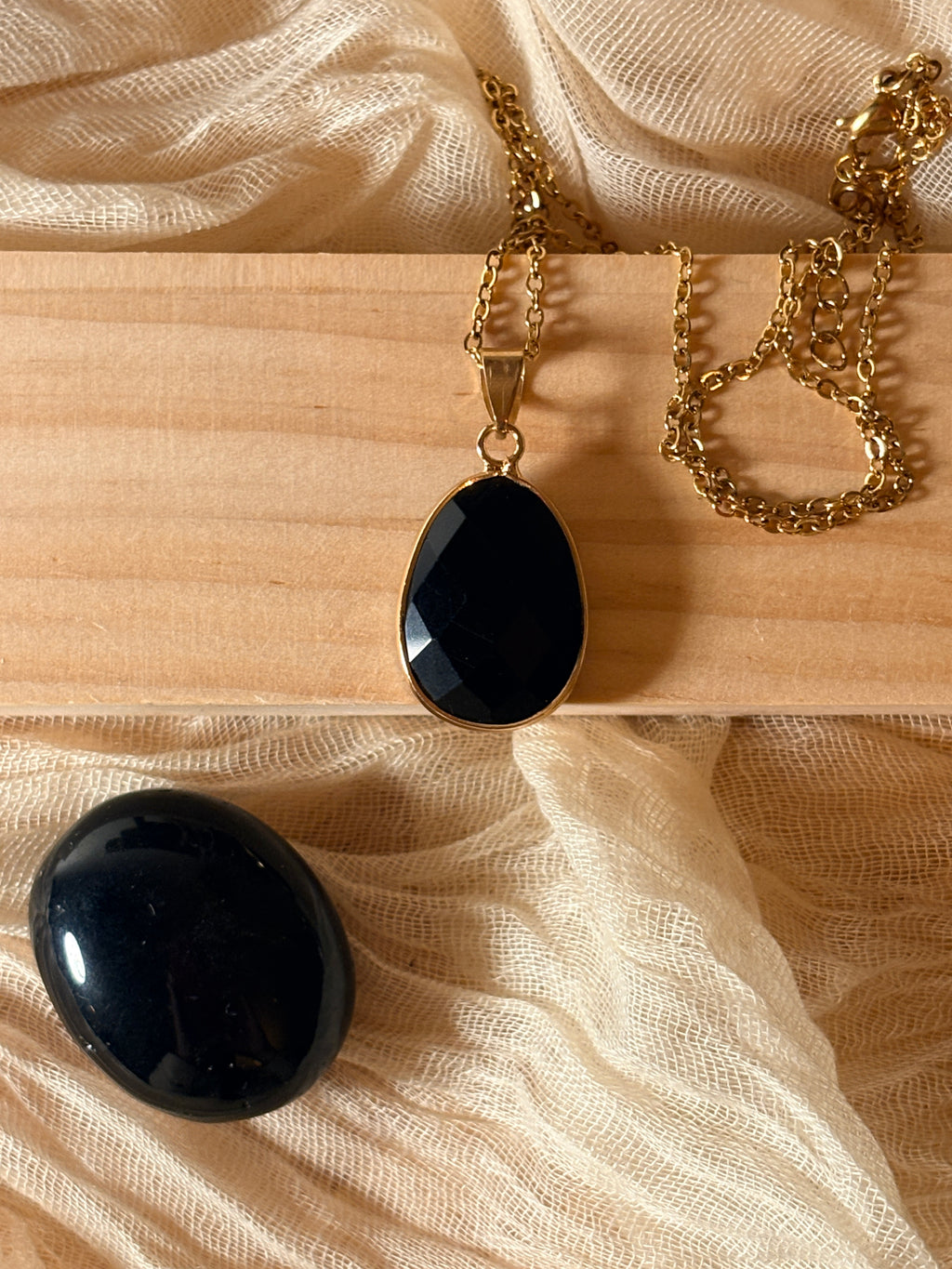 Collier Lise en obsidienne noir