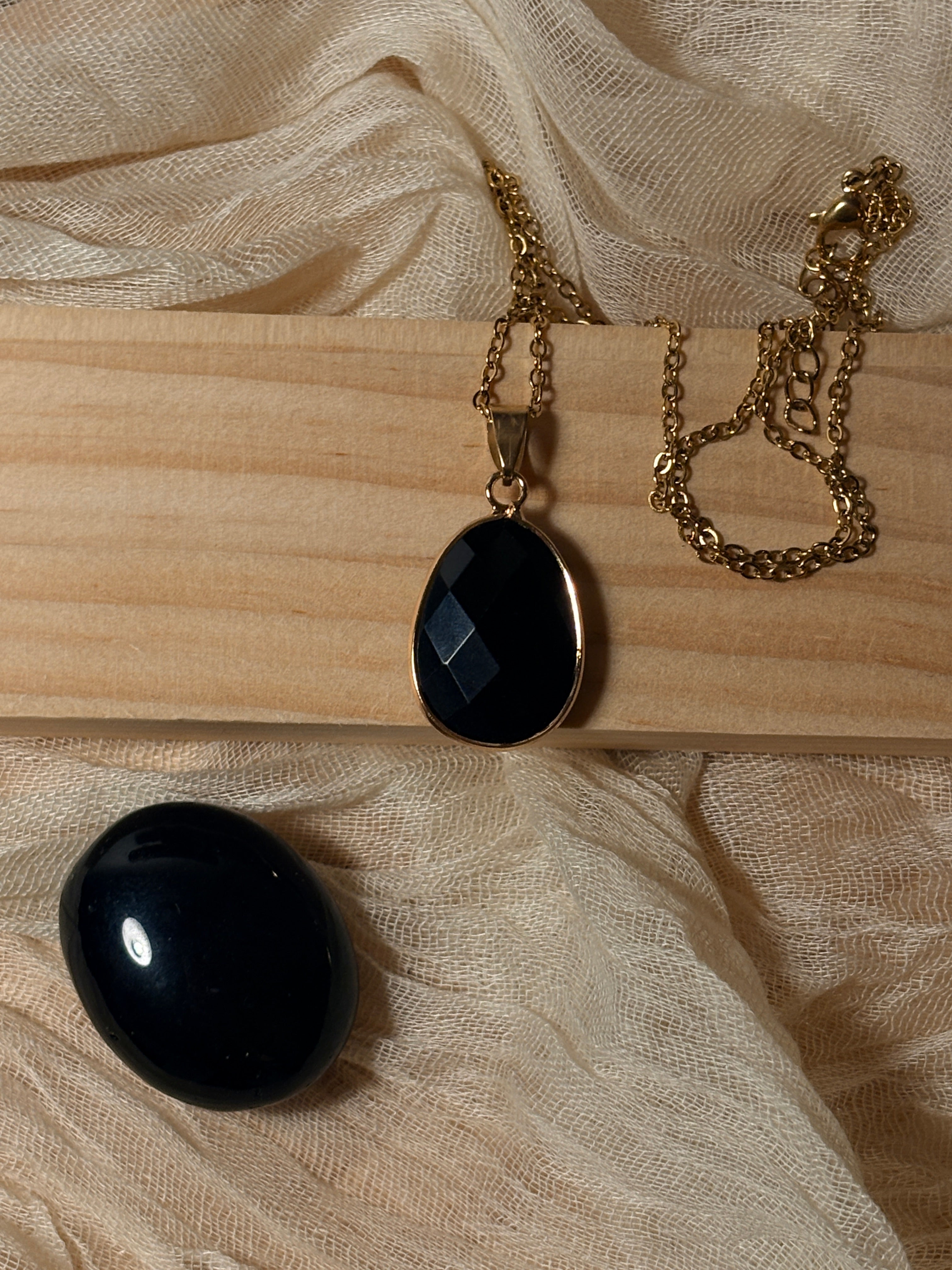 Collier Lise en obsidienne noir
