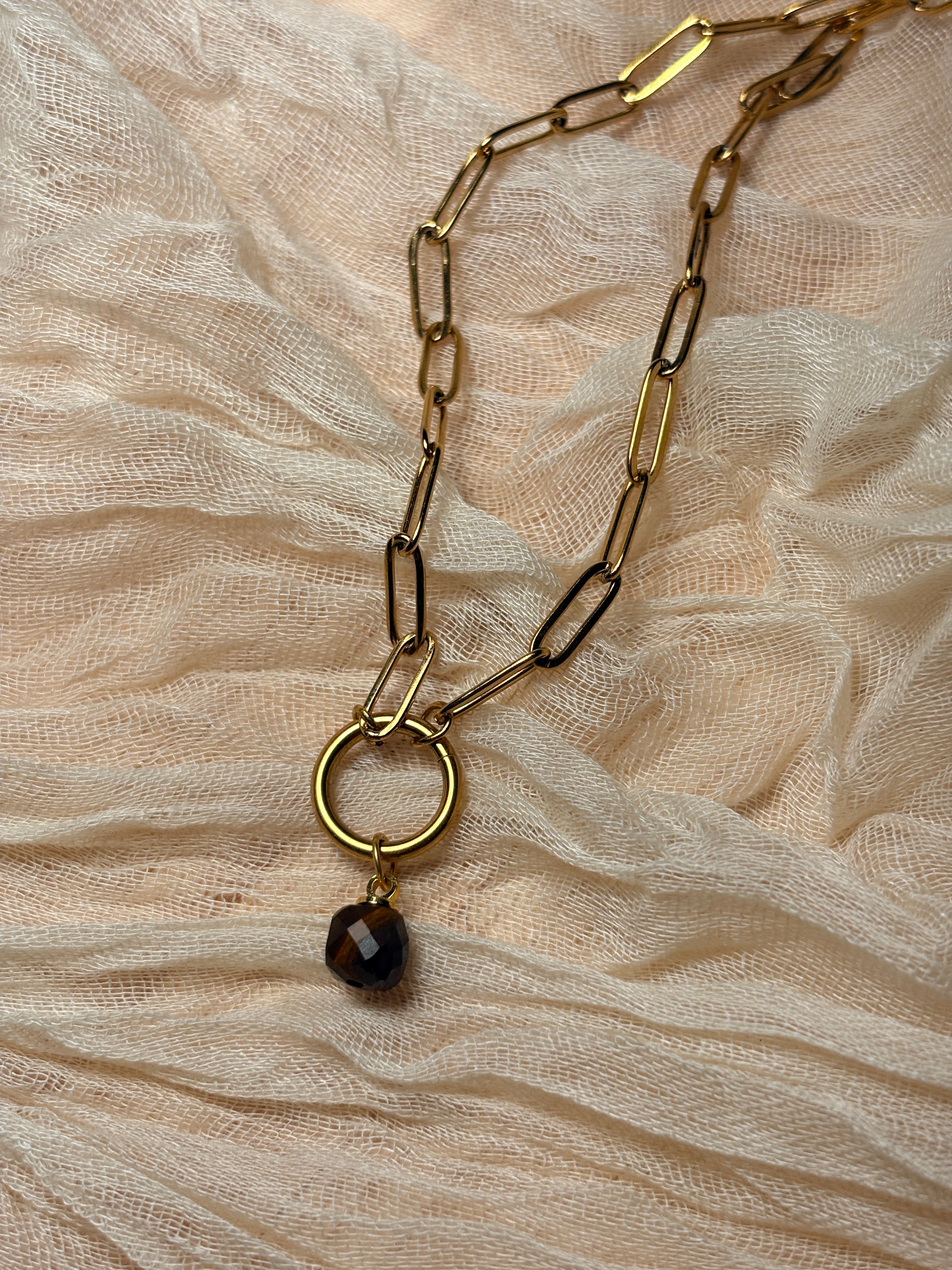 collier tania en oeil de tigre