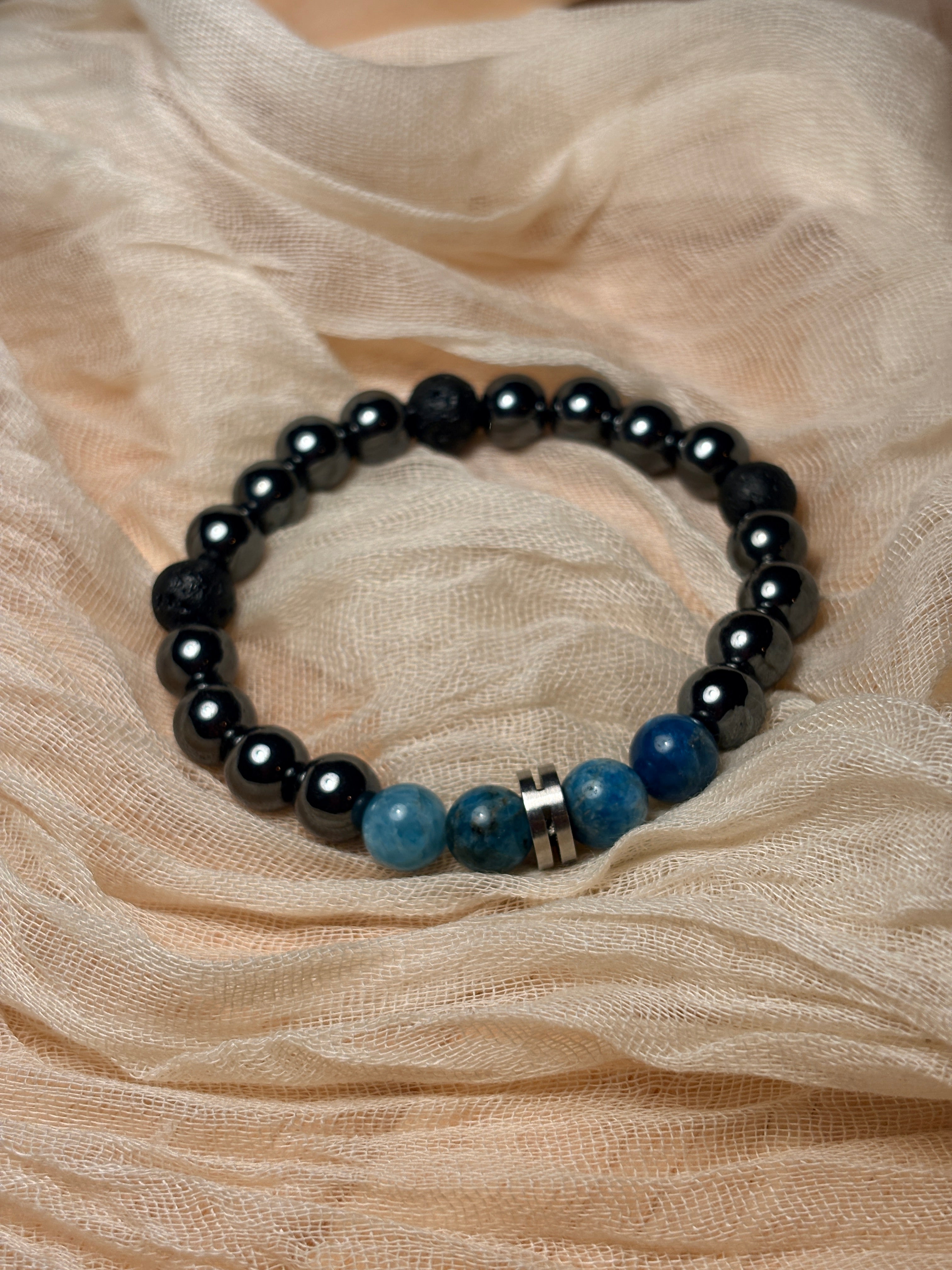 bracelet apatite hematite pierre de lave